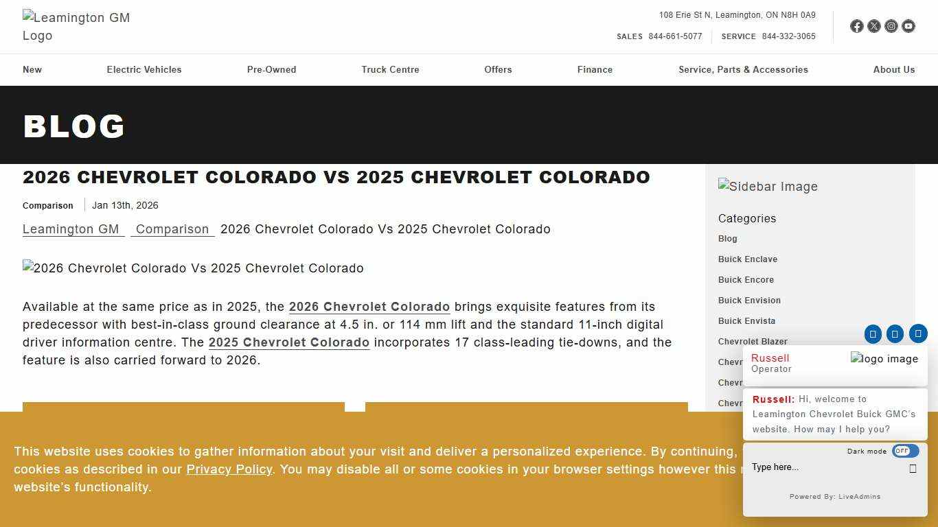 2026 Chevrolet Colorado Vs 2025 Chevrolet Colorado - Leamington GM